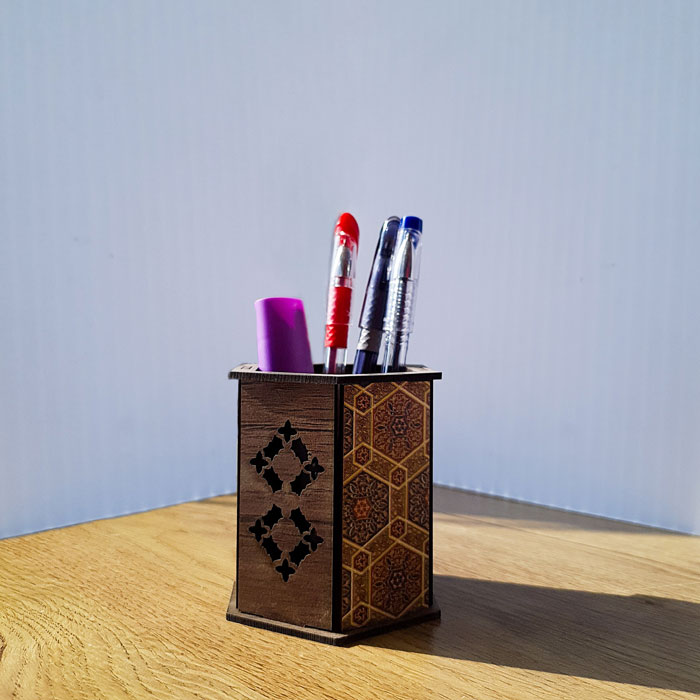 جامدادی 6 ضلعی رومیزی چوبی